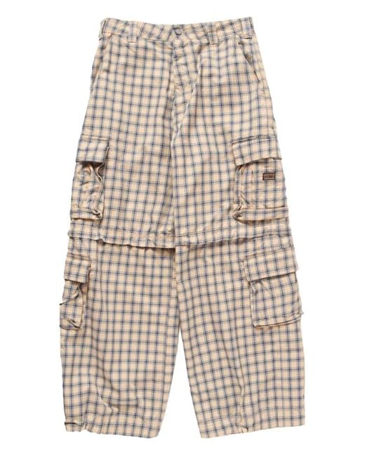ERL Blue Plaid Cargo Track Pants for men