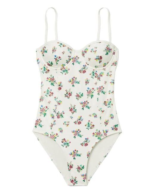 Tory Burch White Printed Underwire Swimsuit
