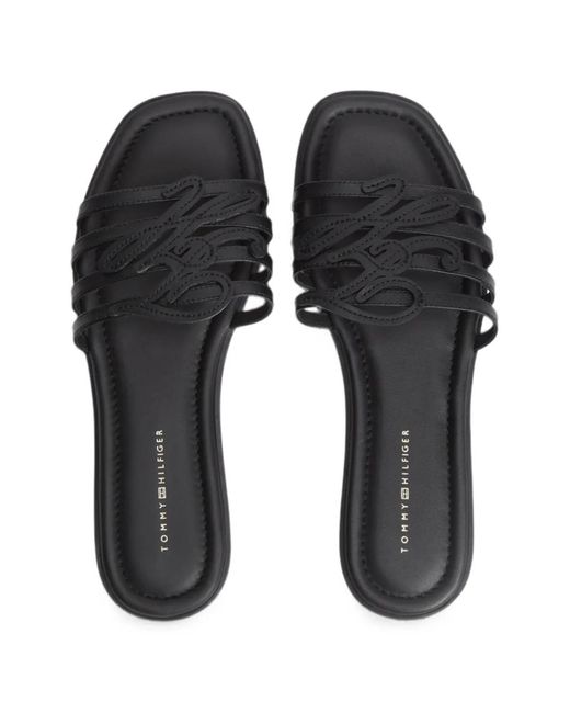 Tommy Hilfiger White Logo-Patch Multi-Strap Flat Sandals
