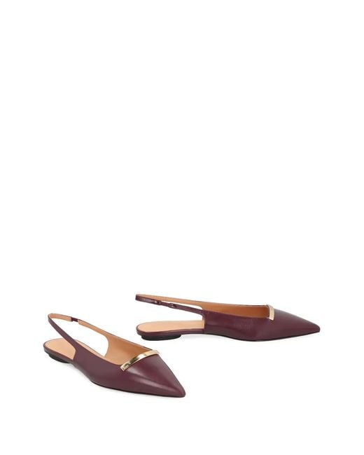 Tod's Red Pointed-Toe Slingback Ballet Flats