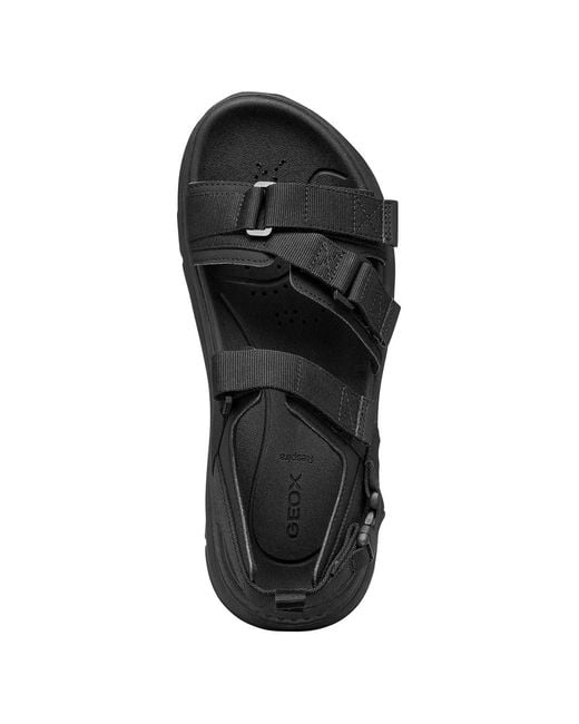 Geox Black Touch-Strap Sandals for men