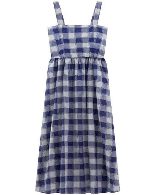 Woolrich Blue Check-print Voile Maxi Dress