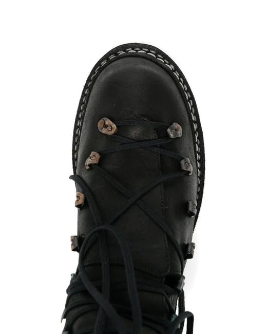 Guidi Black Lace-Up Full-Grain Leather Boots for men