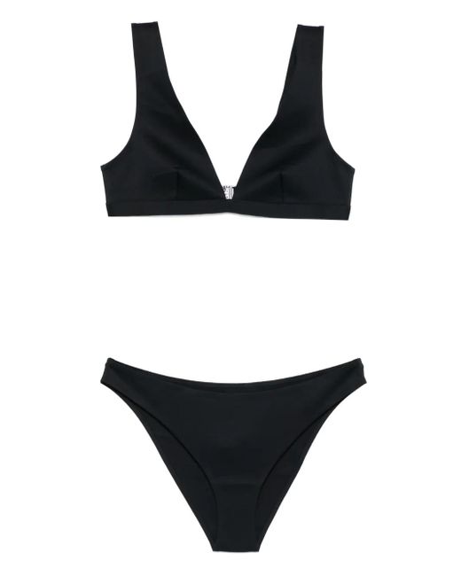 Mc2 Saint Barth Black V-Neck Clasp Bikini