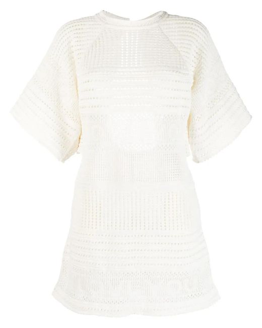 Stella McCartney White I Love You Crochet-Knit Minidress
