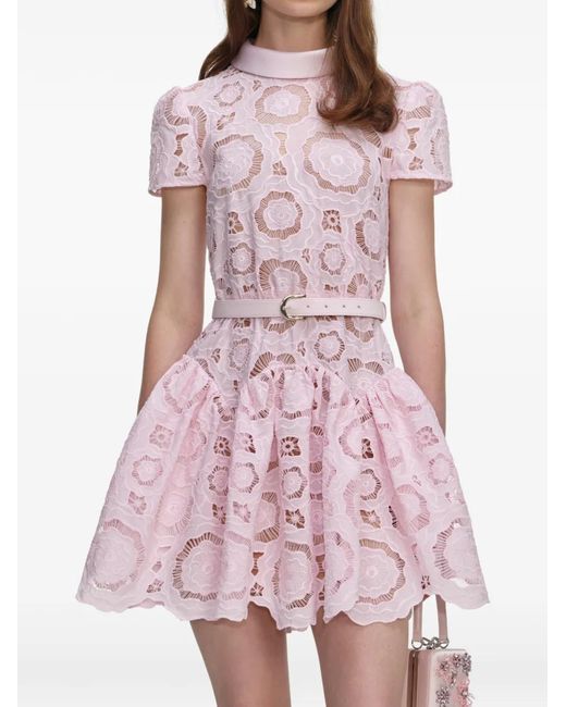 Self-Portrait Pink Short Floral Dress