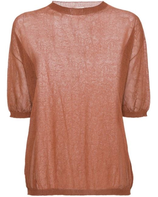 Alysi Brown Textured Knitted T-shirt