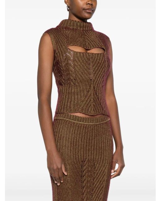 Vivienne Westwood Brown Mary Corset High-Neck Cut-Out Top