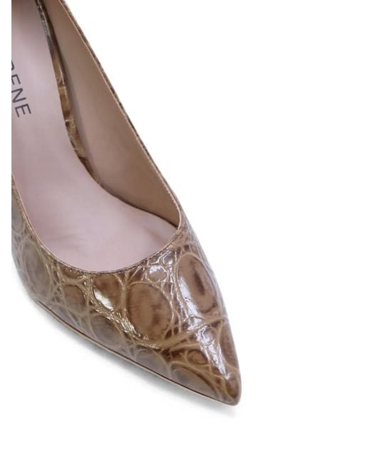Notabene Brown Carolina 70 Croco-Effect Pointed-Toe Pumps