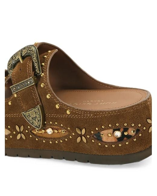Kurt Geiger Brown Western Buckle Platform Sandals