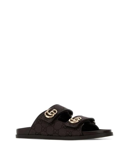 Gucci Black Patterned Sandals