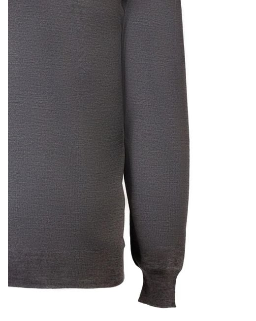 Fedeli Gray Crew-Neck Sweater for men