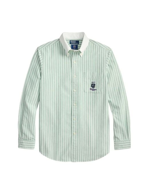 Polo Ralph Lauren Blue Striped Embroidered Oxford Shirt for men