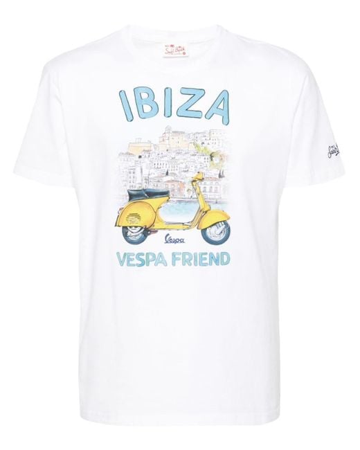 T-shirt à imprimé biza Vespa Mc2 Saint Barth pour homme en coloris White