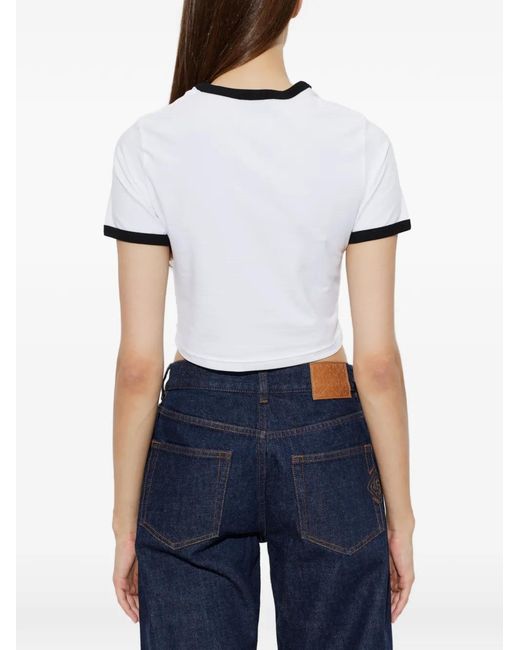 Casablanca White Logo-Print Cropped T-Shirt