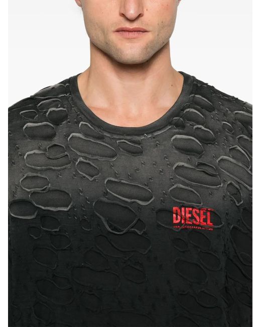 DIESEL Geripptes T-Shirt in Black für Herren