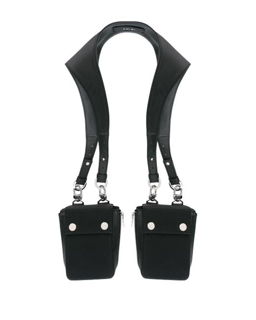 Amiri Black Logo-embossed Leather Harness Bag for men