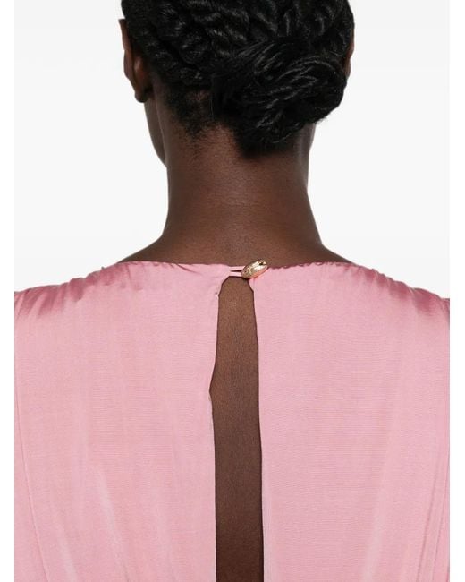 Abadia Jersey Top Met Gewelfde Zoom in het Pink