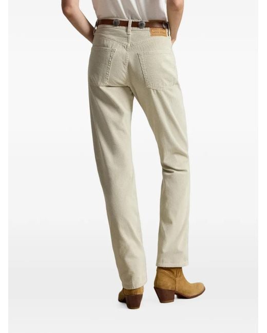 Polo Ralph Lauren White Pantalon Droit En Velours Côtelé