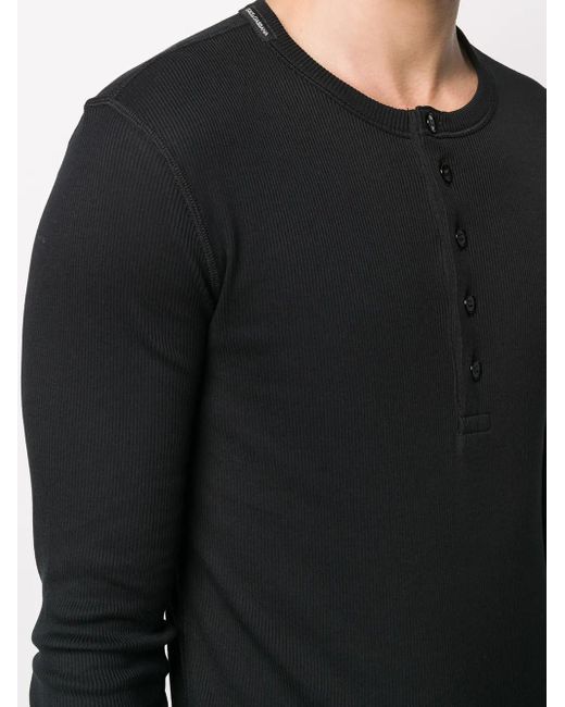 Dolce & Gabbana Black Fine-Rib Cotton T-Shirt for men