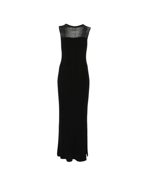 Bompard Black Ribbed Maxi Dress
