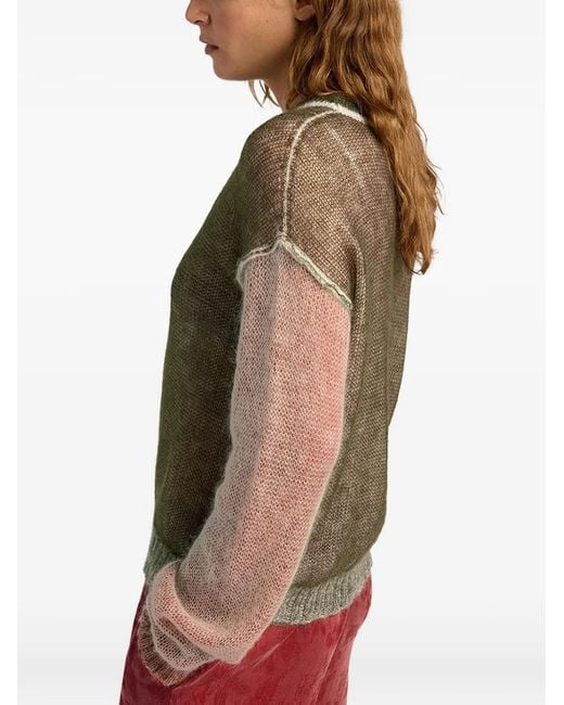 Momoní Green Alma Colour-Block Ribbed Sweater