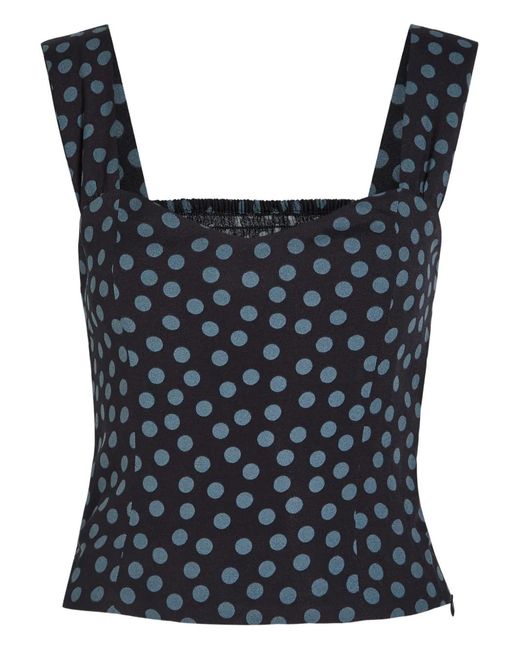 Reformation Black Hester Polka Dot Strap Top