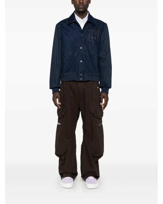 Wales Bonner Blue Echo Varsity Jacket for men