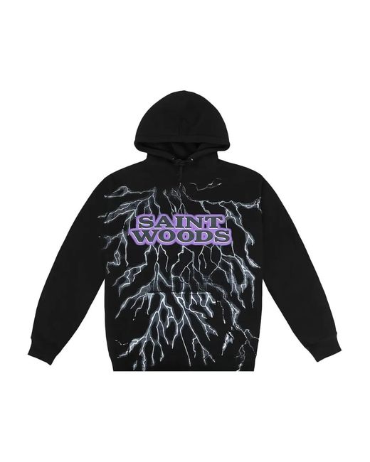 SAINTWOODS Black Lightning Hoodie for men