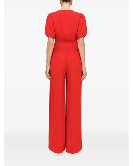 Nissa Red V-Neck Buttoned Top