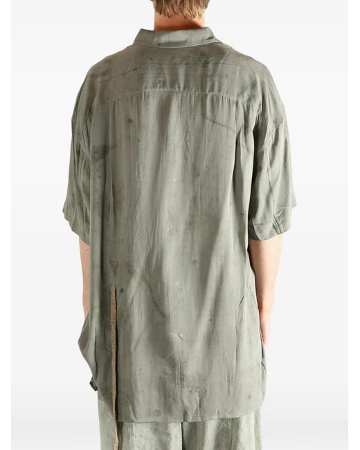 Ziggy Chen Green Assymetric Silk Shirt for men