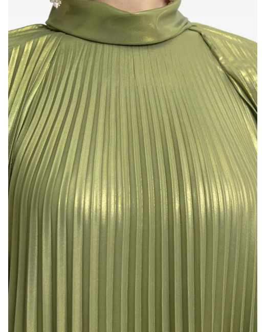 Gemy Maalouf Green Pleated Cape Gown