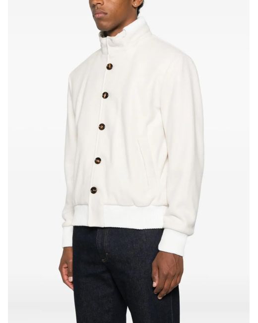 KIRED White Button-Fastening Bomber Jacket for men