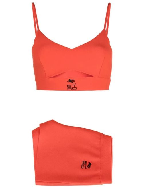 Vestido de punto fino con logo bordado Etro de color Red