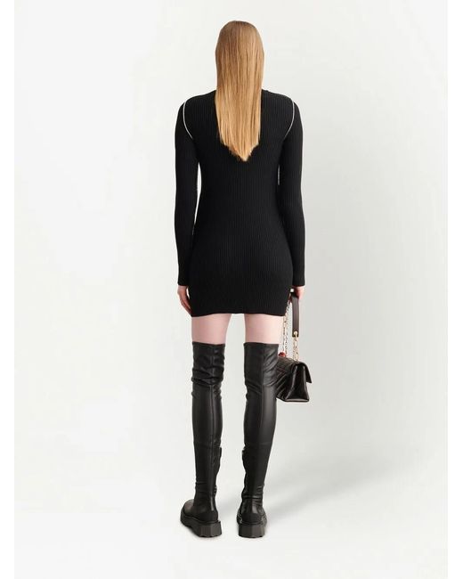 Off-White c/o Virgil Abloh Black Embroidered-Logo Ribbed Mini Dress