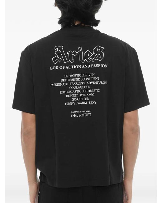 Neil Barrett Black Graphic-Print Crew-Neck T-Shirt for men