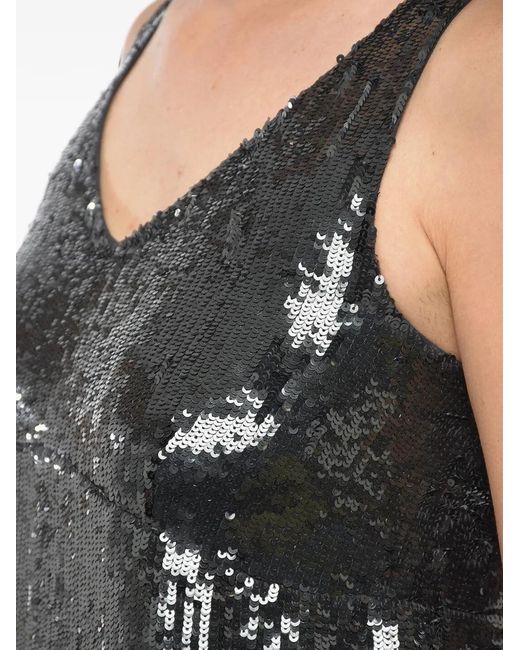 P.A.R.O.S.H. Blue Sequin-Embellished Sleeveless Tank Top