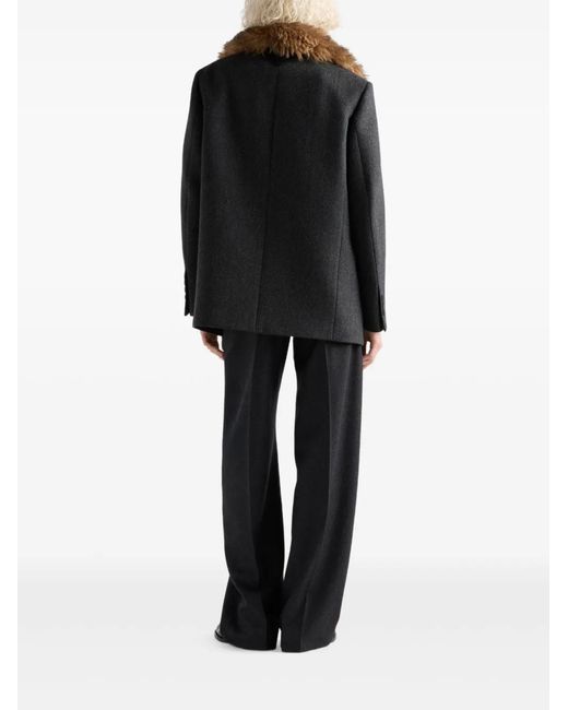 Prada Black Wool Flannel Trousers