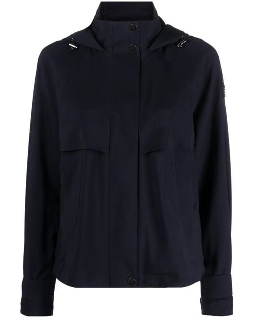 Woolrich Blue Hooded Wool Short Parka