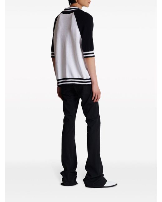 Balmain Black Signature Knitted Polo Top for men
