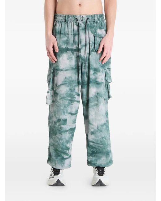 Y-3 Blue Ut Aop Straight Cargo Trousers for men