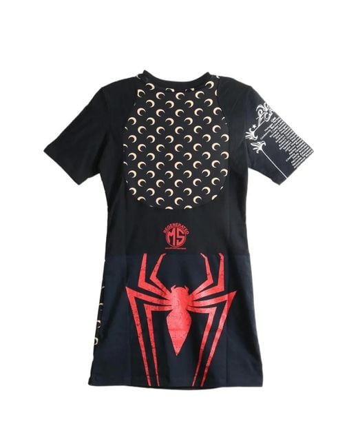 MARINE SERRE Black Crescent Moon Graphic-Print Mini Dress
