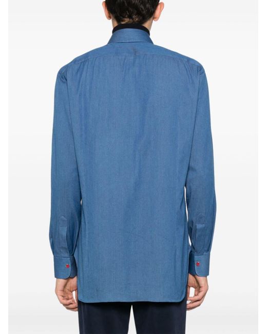 Kiton Blue Long-sleeve Denim Shirt for men