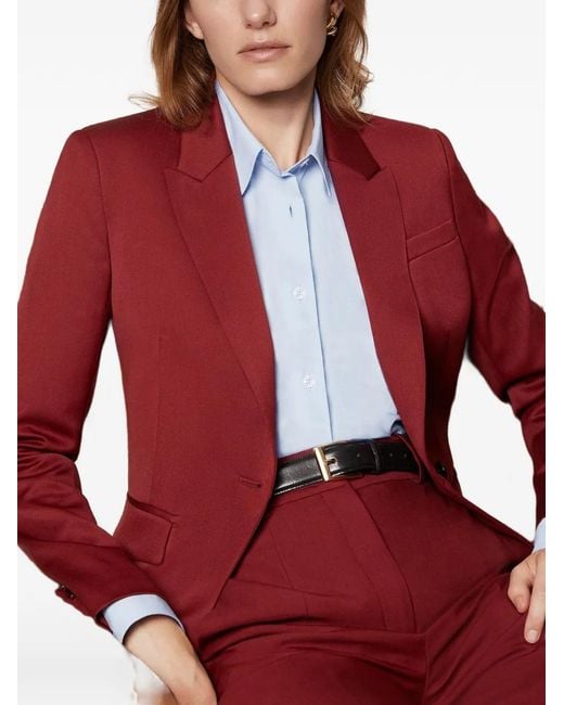 Another Tomorrow Purple Single-Button Peaked-Lapel Blazer