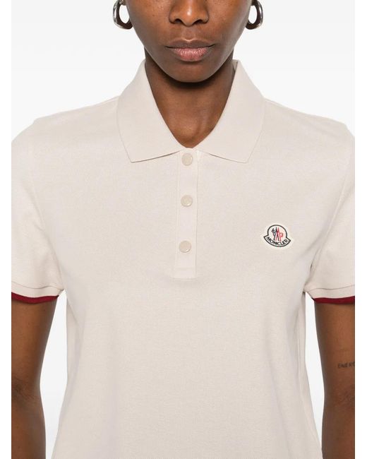 Moncler Natural Logo Cotton Polo Shirt