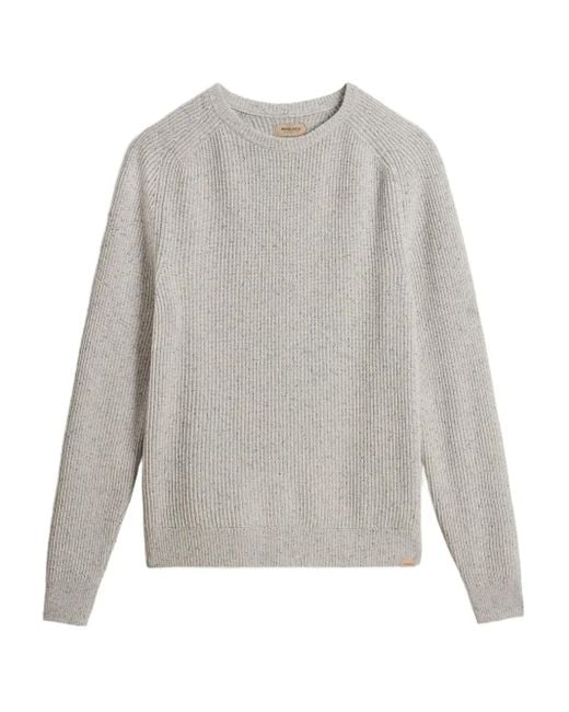 Woolrich Gray Ribbed Crew-Neck Sweater for men