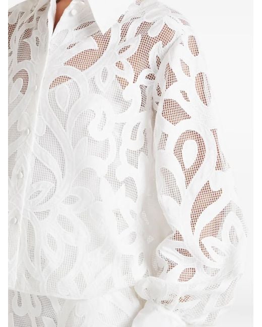 Temperley London White Floral-Lace Shirt