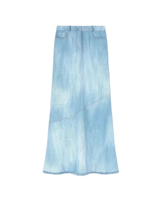 Ermanno Scervino Blue Panelled Long Skirt