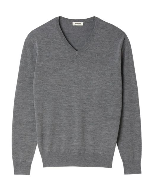 メンズ Sandro Vネック セーター Gray