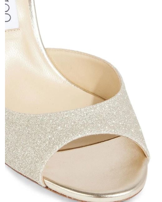 Jimmy Choo White Emsy Glittered Sandals